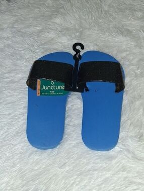 Kids Blue & Black Slide Sandals